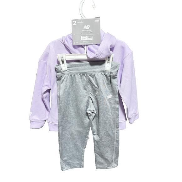 New Balance Grey and Purple Logo Hoodie and leggings Set SZ/ infant-24 - Picture 3 of 5